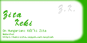 zita keki business card